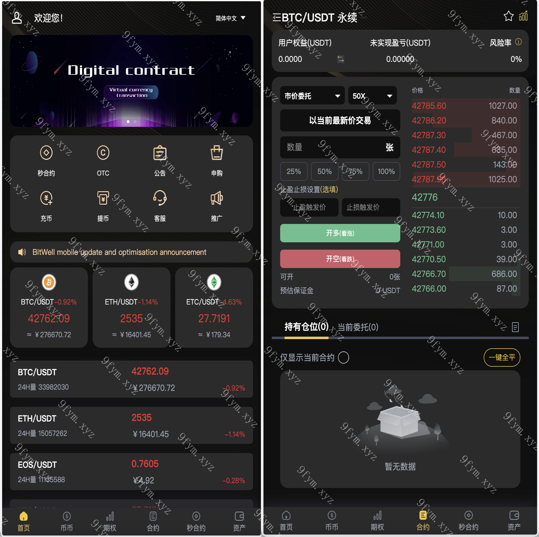 BieWell多语言交易所/15国语言交易所/OTC/永续合约/期权交易/币币交易/秒合约交易/申购/矿机/风控/代理渠道商